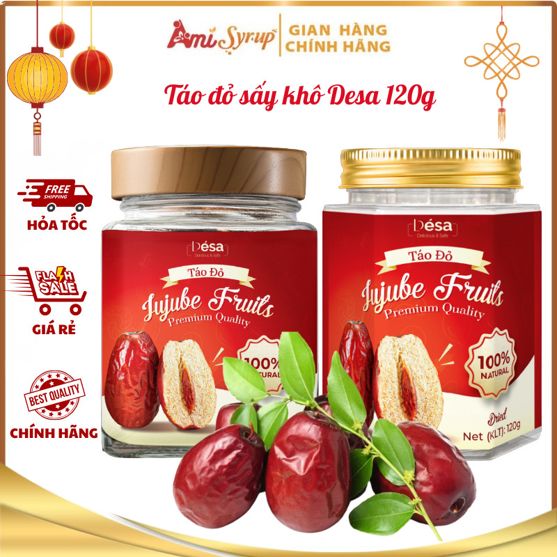 Táo Đỏ Sấy Khô Desa Hũ 120g Vị Ngọt Dịu Thơm Nhẹ Dễ Thưởng Thức