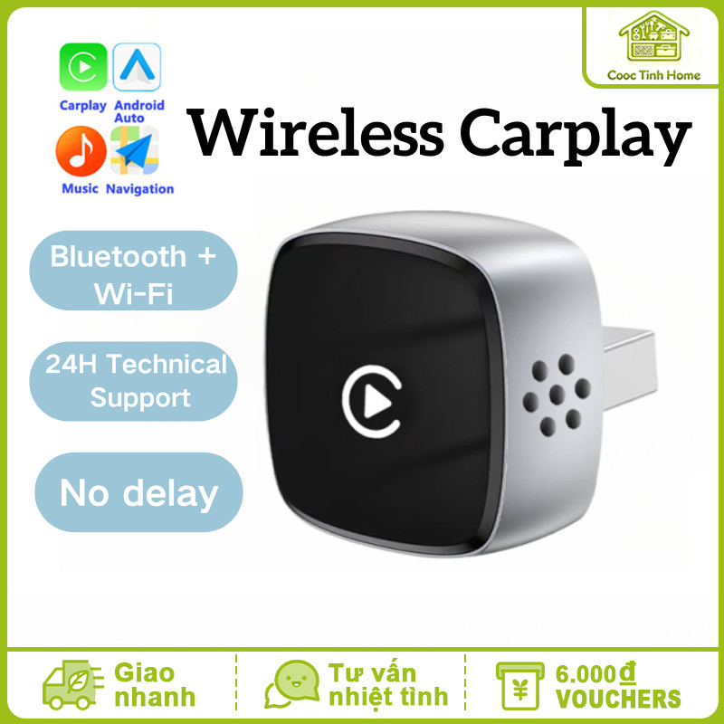 Bộ Chuyển Đổi Không Dây CarPlay/Android Auto 2in1 - Thiết Kế USB Dongle Nhỏ Gọn, Cắm Và Dùng Ngay Cho Xe Hơi Hiện Đại