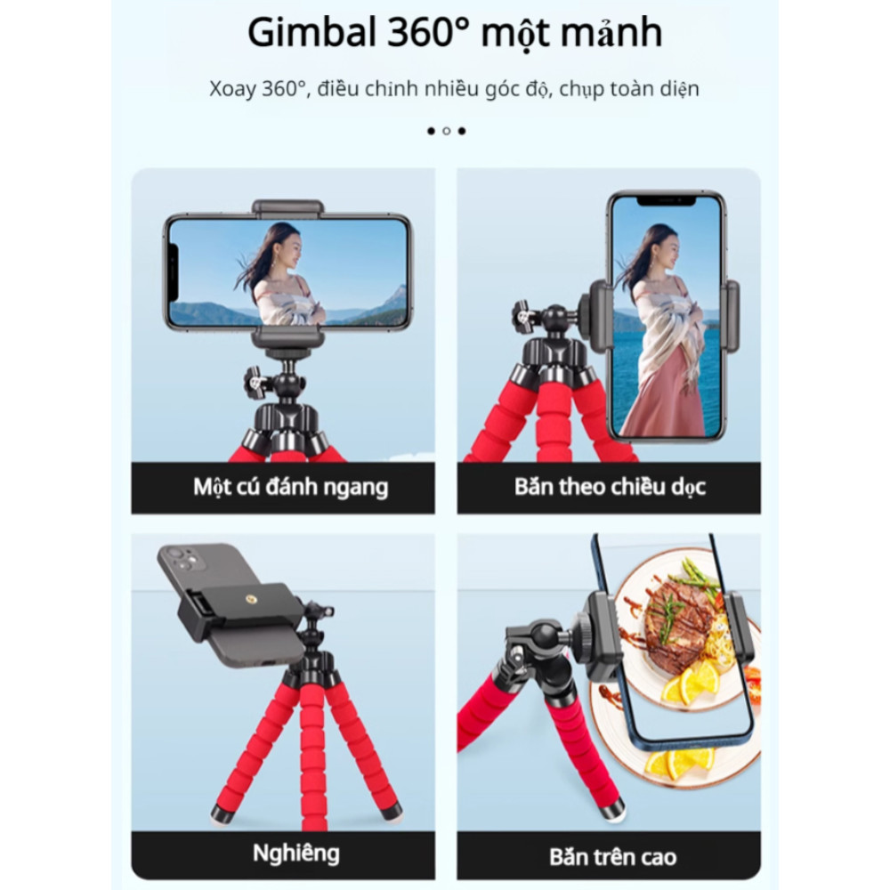 [Chụp ảnh chuyên nghiệp] Giá đỡ điện thoại hình bạch tuộc xoay 360° / Chân máy chống rung / Đế chống trượt dùng để quay video / Giá đỡ điện thoại thông minh khi đi du lịch