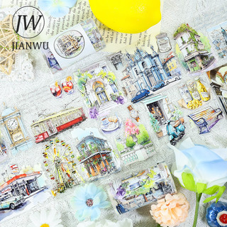 JIANWU 70mm * 200cm Vintage Thành Phố Du Lịch Đường Phố Vật Liệu Ghép Thêu Sò Băng PET Sáng Tạo DIY Tạp Chí Văn Phòng Phẩm