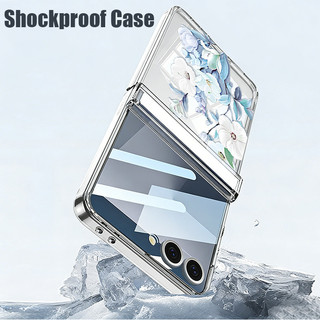 Hoa Từ Tính Hấp Phụ Họa Tiết Ốp Lưng Điện Thoại Trong Suốt Cho Samsung Galaxy Z Flip 7 Flip 6 Flip 5 Flip 7 FE Cứng PC Gấp Bao