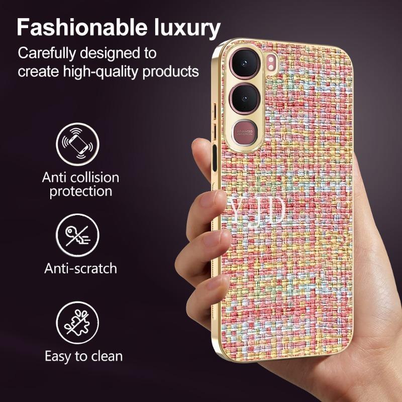 Ốp YJD Cho Vivo Y31 Y21d Giỏ Phong Cách Nữ Dệt Khung Mạ Điện Chống Rơi Vỏ Điện Thoại