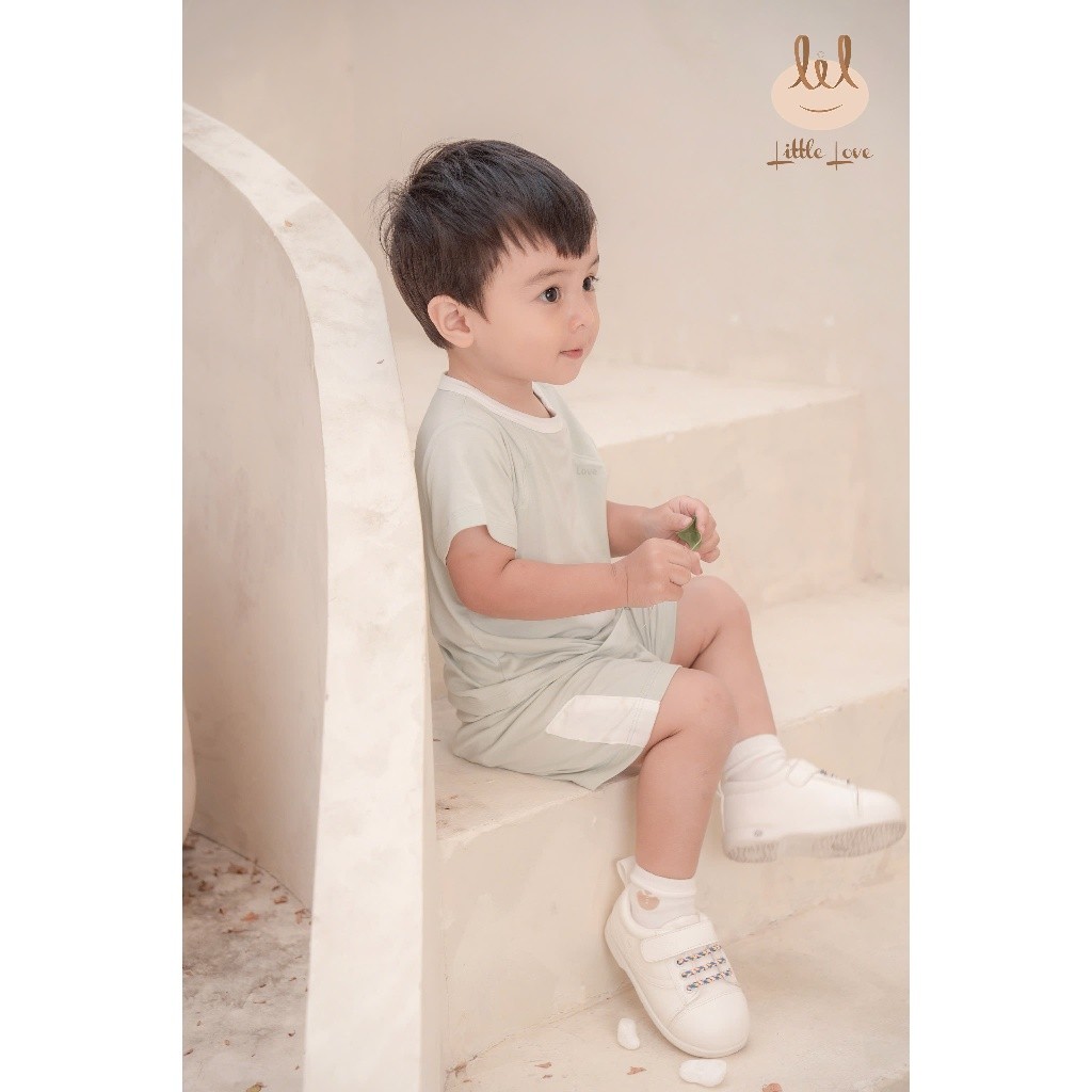 BỘ CỘC TAY VẢI SỢI TRE IN CHỮ LITTLE LOVE [ SIÊU MỀM, MÁT, MỊN CO DÃN VÀ THẤM HÚT TỐT] SZ 6/9M - 4Y (HCT10)
