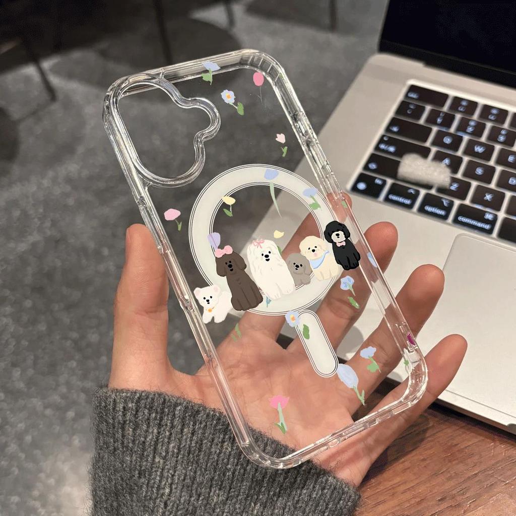 Kem hoa cụm cho iPhone 171615promax trường hợp điện thoại 141512 rõ ràng hút từ 13pro lỗ lớn