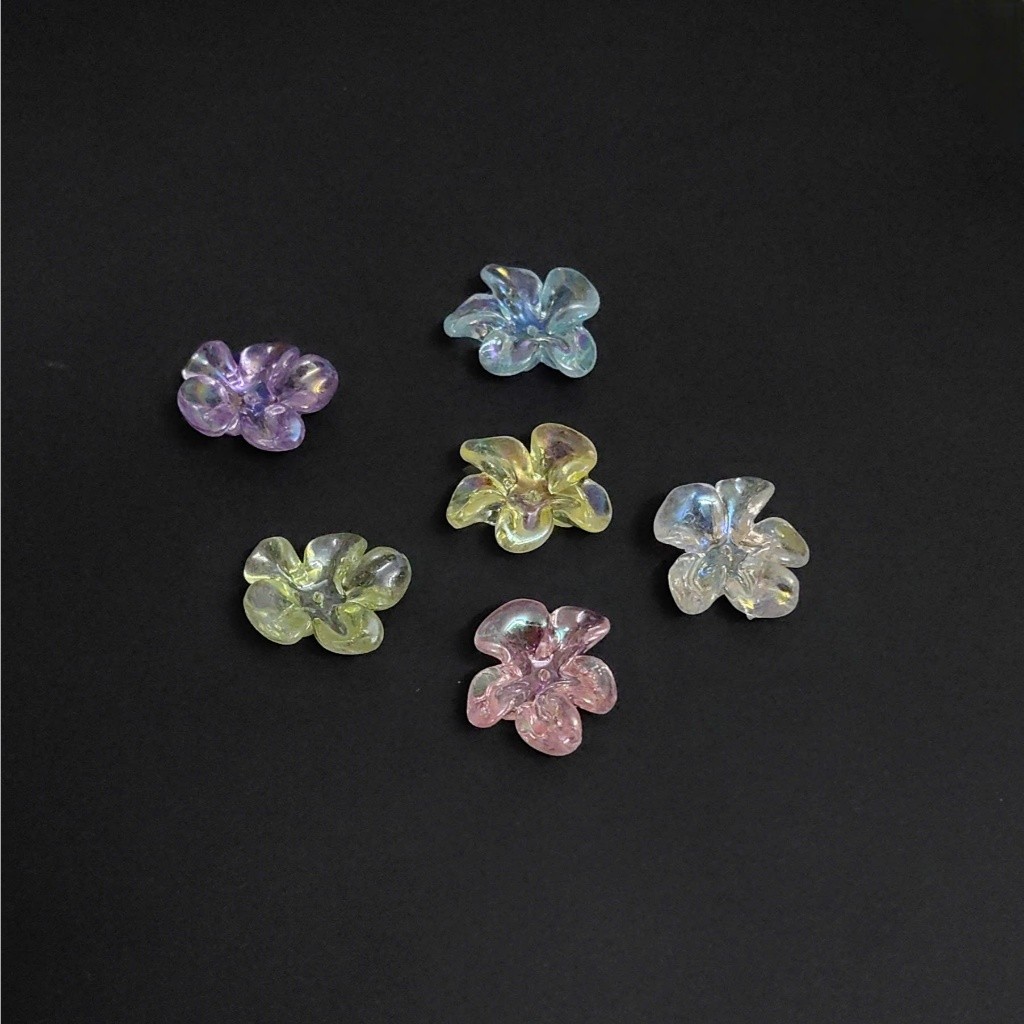 SET STICKER/ CHARM GẮN DÉP: 6 HOA NHỰA AB ÁNH CẦU VỒNG NHIỀU MÀU - PHỤ KIỆN DIY SIÊU VIP
