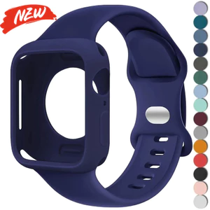 Dây đeo silicon mềm + Vỏ TPU cho Apple Watch Series11 / 10 46mm 42mm Ultra3 / 2 / 1 49mm 9 8 7 6 5 4 SE 45mm 44mm 40mm 41mm