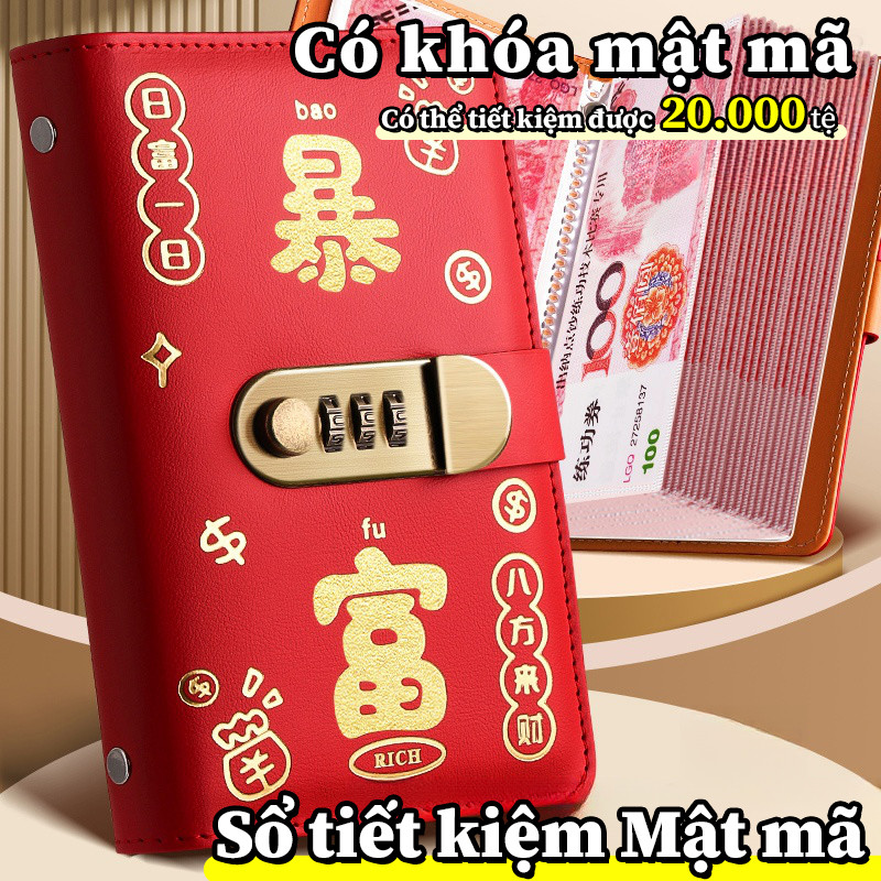 Cuốn sổ tiết kiệm mục tiêu 100 trang, có thể lưu trữ đồng xu, túi tiền tiết kiệm, hóa đơn chi tiêu và sổ sách tiết kiệm.