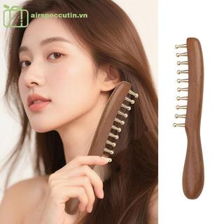 Airpeccutin 10 Tầng Đồng & Gỗ Máy Mát Xa Lược Cho Đầu Kinh Tuyến Trị Liệu Và Thư Giãn Gỗ Đàn Hương Vàng Cạo Guasha Tay Cầm Dài EN