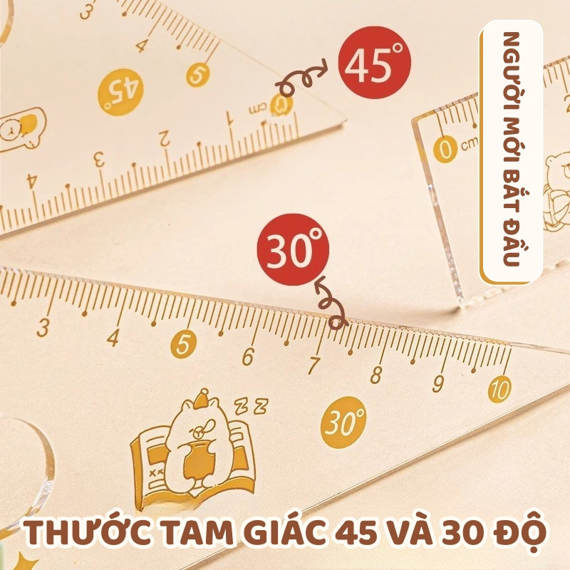 Bộ dụng cụ đo đa năng 7 món, thiết kế đẹp mắt chất lượng bền bỉ, là vật dụng học tập không thể thiếu