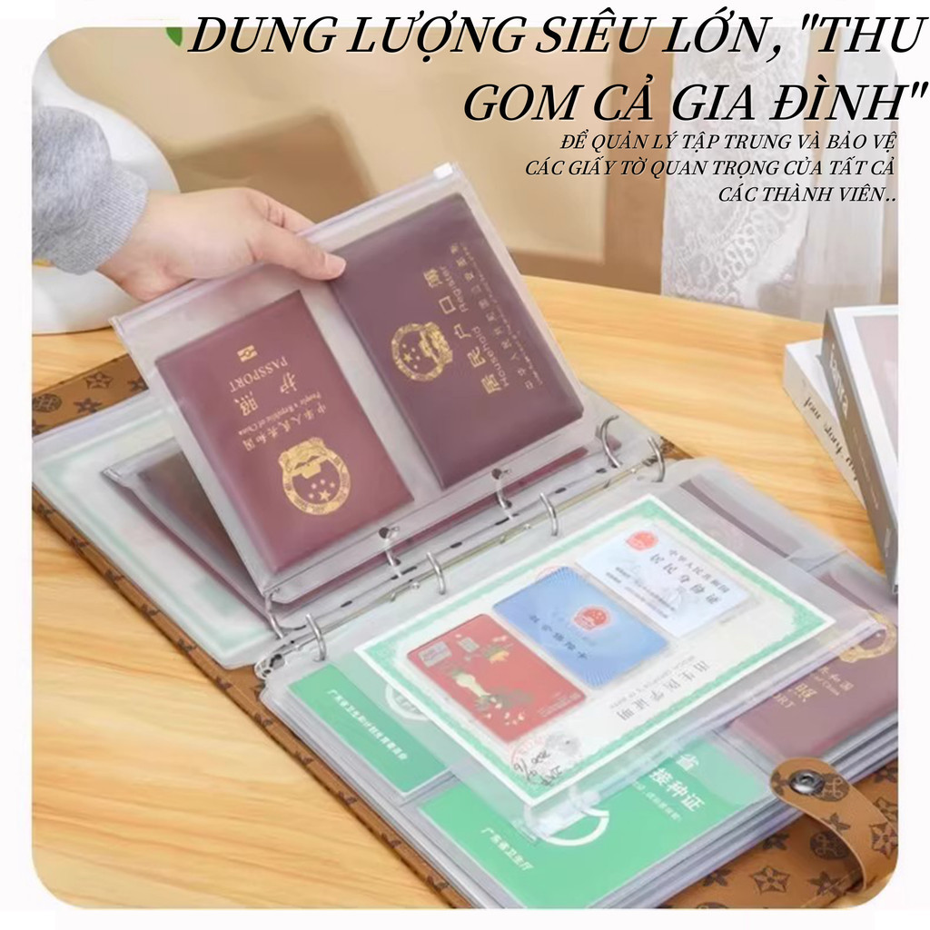 Bìa Sổ Còng Da PU Dày Dặn A4 - Chất Liệu Da PU Cao Cấp, Lá Rời, Đựng Vé, Giấy Tờ, Hồ Sơ Gia Đình