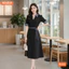 Đầm thiết kế BEMINE cổ sơ mi phối caro dáng chữ A phù hợp đi làm-B444