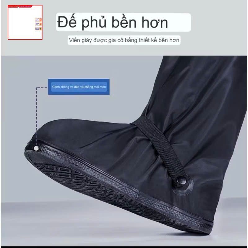 ( BỌC GIÀY ĐEN ) ỦNG BỌC GIÀY đi mưa đế cao su chống trượt cao cấp  - Bảo vệ giày, ủng bọc giay đi mưa