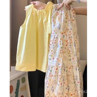 Giảm giá 10%! Bộ đồ hai mảnh phong cách phương Tây cho phụ nữ: Áo vest và váy hoa họa tiết, size lớn, phù hợp mùa hè.