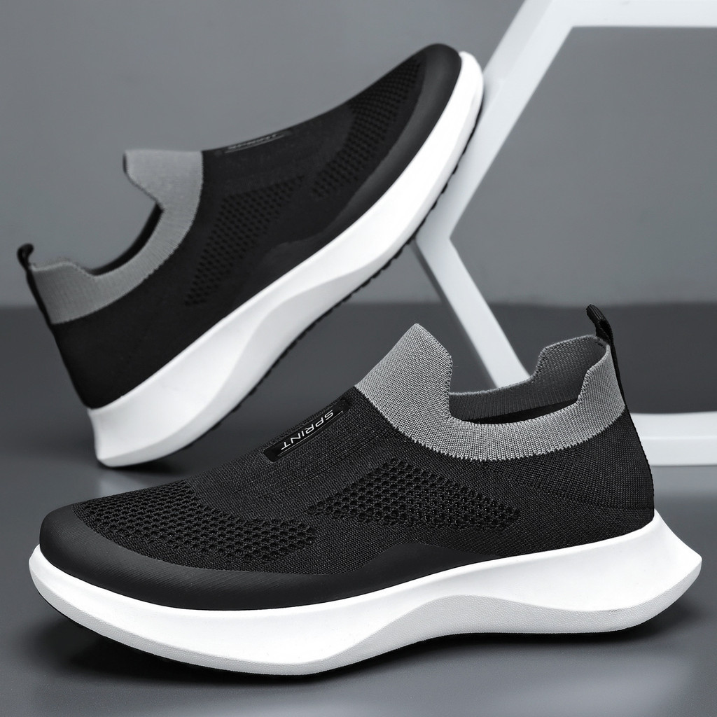 🇻🇳 Giày Thể Thao Nam Sneaker Một Chạm Thoáng Khí Không Dây Kiểu Dáng Phối Màu Đơn Giản