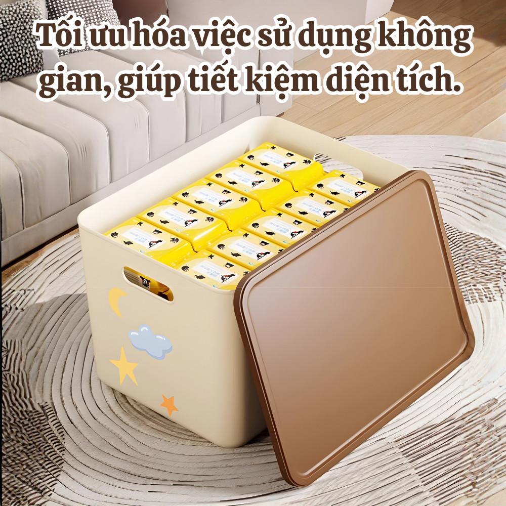 Hộp Nhựa Đựng Đồ Có Nắp Hình Hươu Dễ Thương, Thùng Đựng Quần Áo, Đồ Chơi, Đa Năng