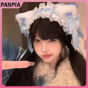 Băng đô quấn tóc handmade nơ ren tai mèo, phù hợp cho cosplay phong cách Gothic-Kawaii