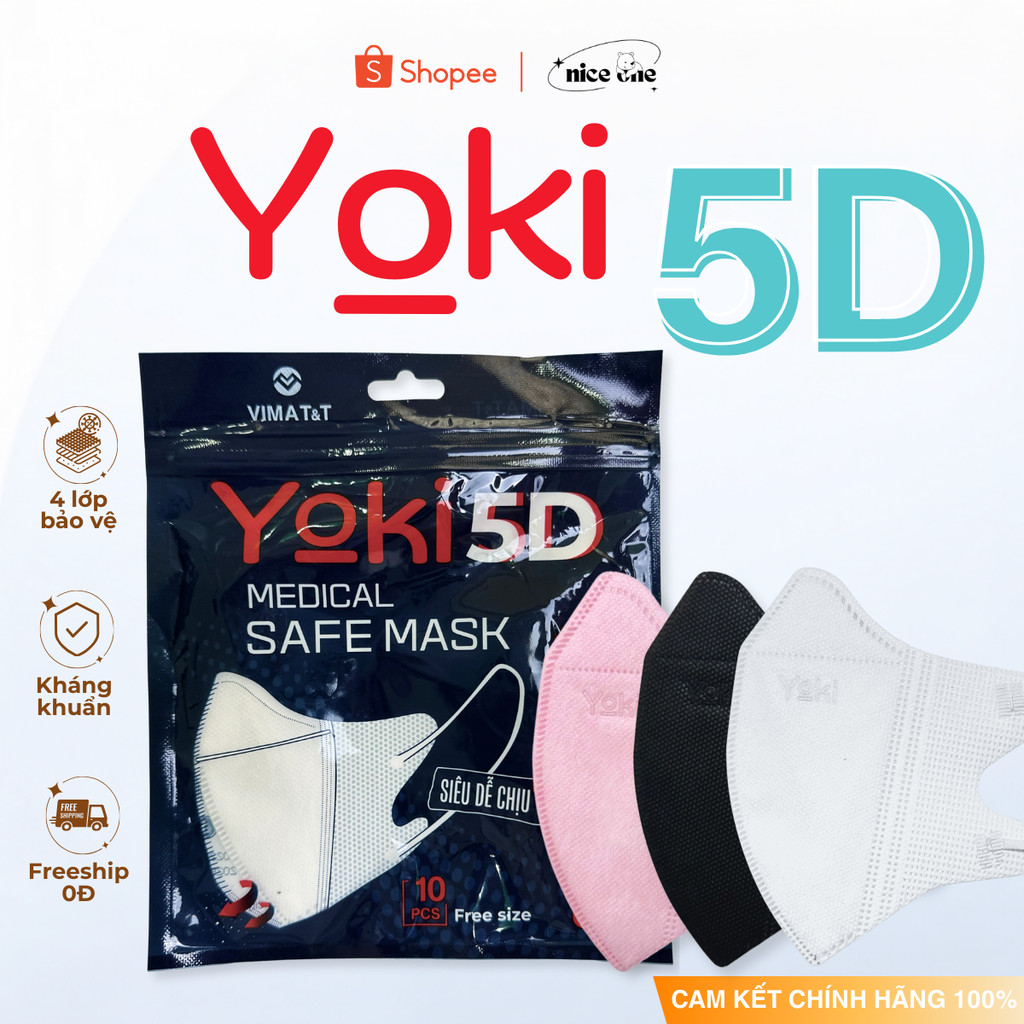 [Thùng100 Cái] Khẩu Trang 5D YOKI Mask Cao Cấp 4 Lớp Kháng Khuẩn Lọc ...