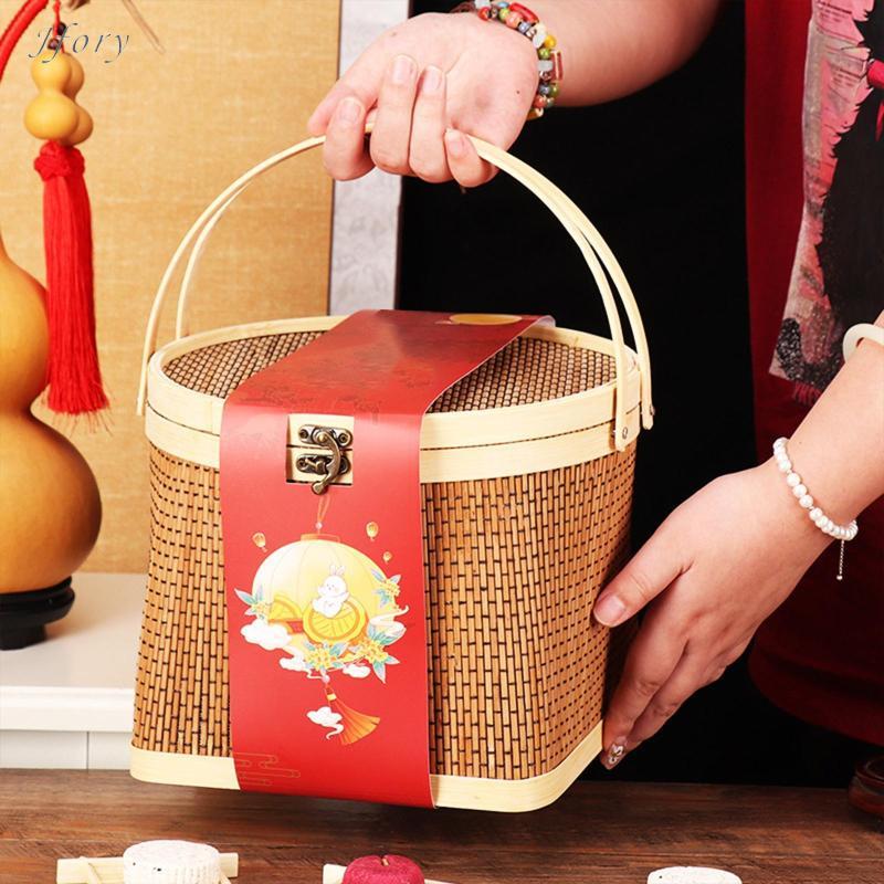 Jfory Giỏ đóng gói quà tặng Giỏ dệt tre Giỏ dã ngoại đa năng Giỏ đựng thực phẩm