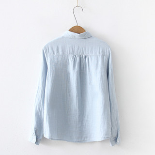 Áo sơ mi nữ thời trang mới tay dài sợi cotton, màu trơn, thoải mái cho công sở và hàng ngày