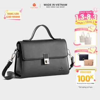 Túi Yuumy (Thời trang nữ nắp gập khoá xoay thanh lịch size 21 - Túi đeo chéo da Seasand YN302)