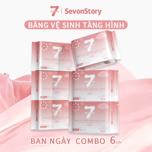 【SevonStory ⑦】Combo 6 gói ban ngày Băng vệ sinh 245mm (7 miếng/gói), tích hợp chip bạc hà mát lạnh dễ chịu. Hương hoa tinh tế, thơm nhẹ và lưu hương lâu . Chất liệu mềm mại, thấm hút nhanh sau 3 giây. Băng vệ sinh tàng hình.
