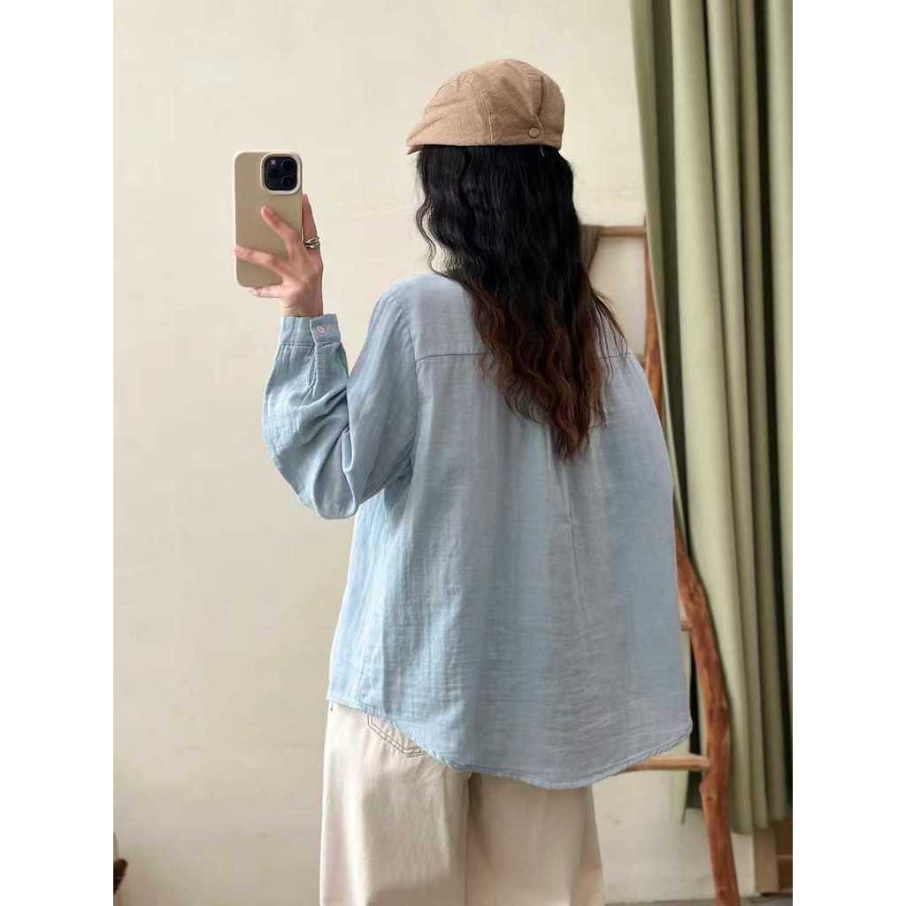 <![CDATA[Áo sơ mi nữ 100% cotton dài tay màu mới]]>