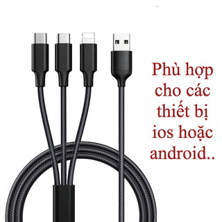 Dây Cáp sạc  bọc dù 3 trong 1 đa năng nhiều màu sắc / dài 1.2m . Dùng cho nhiều dòng điện thoại  - Hàng sẵn kho
