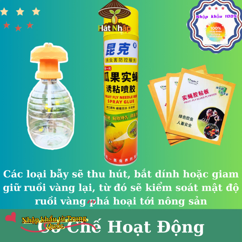 Bẫy ruồi vàng chai 800ml thế hệ mới - Hiệu quả với cả ruồi đực, ruồi cái gây hại cho cây ăn trái và rau hoa màu-k025