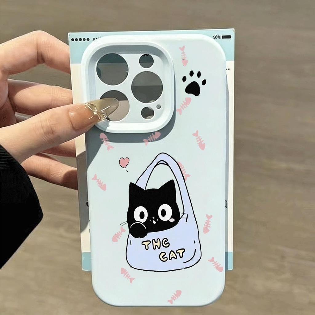 Black Pack Pussycat giữ khuôn mặt cho 16 trường hợp iPhone 17Air gạo nếp trường hợp 14 13 11Pro