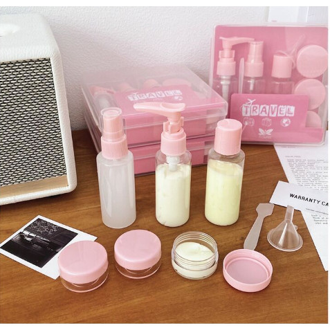 Bộ Chiết Mỹ Phẩm Du Lịch Cao Cấp Gồm 8 Món Dụng Cụ Chiết Mini Tiện Lợi ,Chai Chiết Nhựa Cao Cấp,Túi Zip Có Khoá Kéo