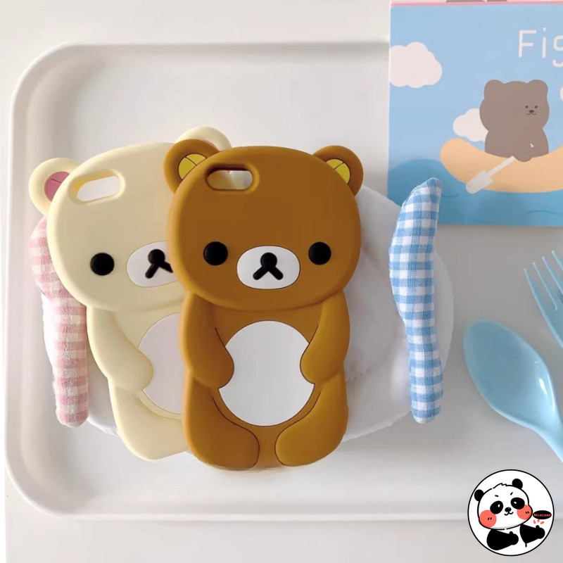Ốp Điện Thoại 3D Rilakkuma Dễ Thương Cho Samsung Galaxy S25 S24 S23 Plus Ultra S25 + S24 + S23 + 5G 4G Vỏ Hoạt Hình Dễ Dàng Gấu Mềm Vỏ Silicon Chống Sốc