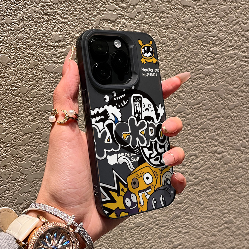 Graffiti Freak Coffee Set phù hợp cho 16 trường hợp iPhone 17Air Frosted Meta Air Case 14 13 11Pro