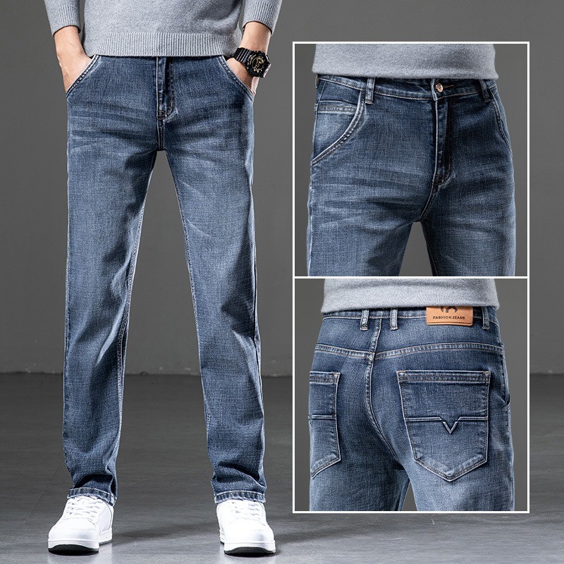 Quần Jean Co Giãn Thẳng Nam Cao Cấp Thường Ngày Công Sở Quần Mặc Và Hợp Thời Trang