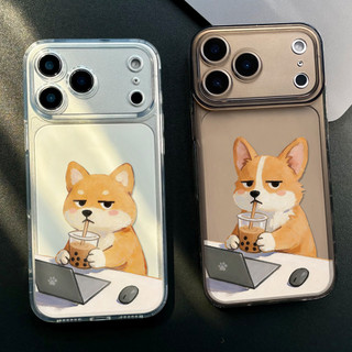 Ốp điện thoại làm việc từ nhà Boba Shiba & Corgi cho iPhone 17Air / 16 / 15PLUS / 14 / 13pro Max / 12 / 11 / X / XS / 7 / 8, sáng tạo. Vỏ trong suốt, chống thấm nước, chống sốc, vỏ bảo vệ