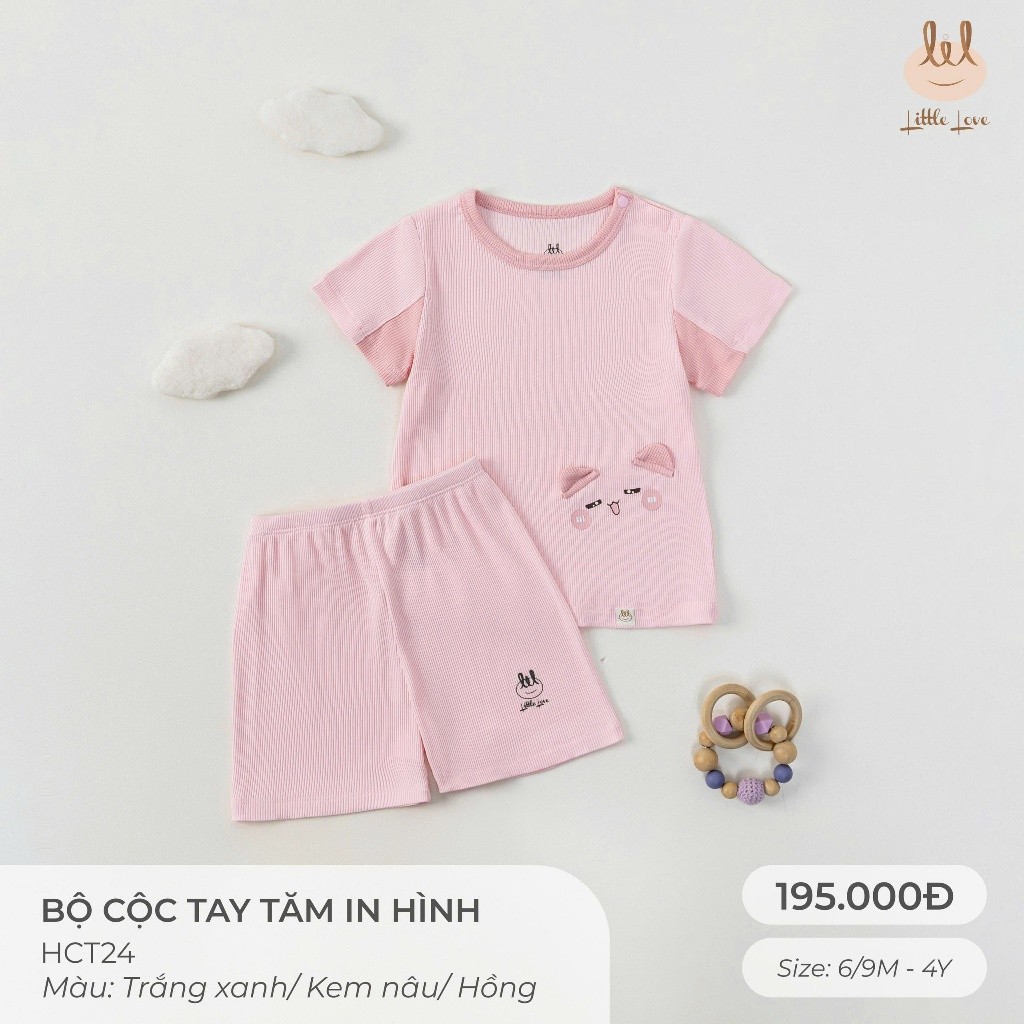 Bộ Cộc Tay Tăm tre kháng khuẩn [ Siêu Mềm, Mát, Mịn Co Dãn Và Thấm Hút Mồ Hôi Tốt] Size 6M - 4Y (HCT24)