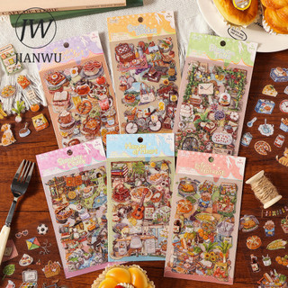 JIANWU Hướng Dẫn Để Hạnh Phúc Series Vintage Cây Hoa Dã Ngoại Phong Cảnh Chất Liệu Cắt Dán PET Nhãn Dán Tạp Chí Sáng Tạo Văn Phòng Phẩm