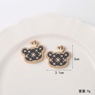 Set Charm Gấu Tiểu Thư Đính Đá Sang Trọng – Gấu Nơ Đen, Túi Caro, Vương Miện Luxury