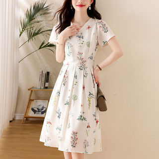 Đầm Hoa Nhí Tiểu Thư  Váy Xòe Nữ Tính Thanh Lịch Phong Cách Hàn Quốc