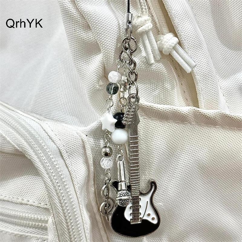 Thời Trang Nhà Máy Dễ Thương Đàn Guitar Micro Hạt Điện Thoại Di Động Dây Xích Quyến Rũ Ngọt Móc Khóa Bapa Âm Nhạc Note Mặt Dây Chuyền Túi Treo Trang Trí Cô Gái Quà Tặng QrhYK