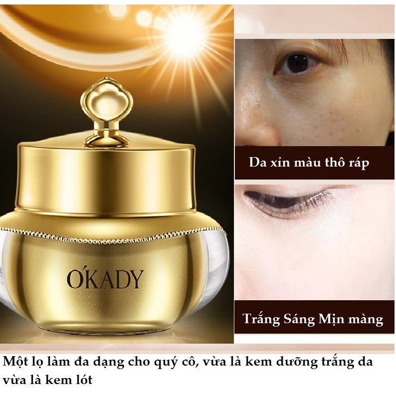 Kem Sâm Vàng Gold OKady 3in1 Trắng Da, Làm Kem Lót Nâng Tông, Chống Nắng  Sản Xuất Lô Mới 2026 HSD 3 năm Kể từ ngày SX