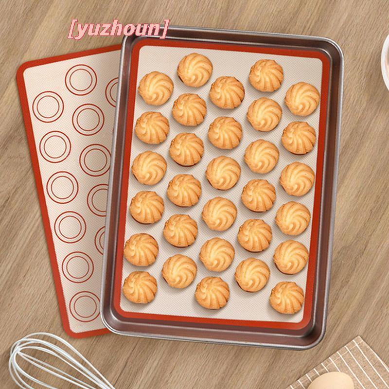 [yuzhoun] 1 Thảm Nướng Bánh Silicon 42x29,5cm Cho Lò Nướng 30 Vòng Tròn Chịu Nhiệt Chống Dính Cho Bánh Quy Macaron