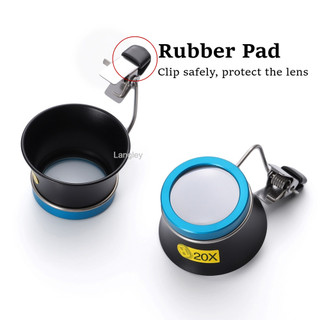 Kính lúp kẹp có độ rõ nét cao 20X có miếng đệm cao su bảo vệ ống kính, ống che mắt di động để sửa chữa trang sức & đồng hồ