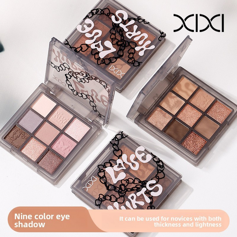 Xixi Bảng Phấn Mắt 9 Ô Tông Khói Lì Nhũ Mịn Lên Màu Đẹp Lâu Trôi Tự Nhiên Trang Điểm Hằng Ngày D863