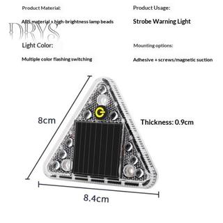 Đèn cảnh báo năng lượng mặt trời LED chống va chạm, công tắc cảm ứng, nhấp nháy không dây, hình tam giác, đuôi