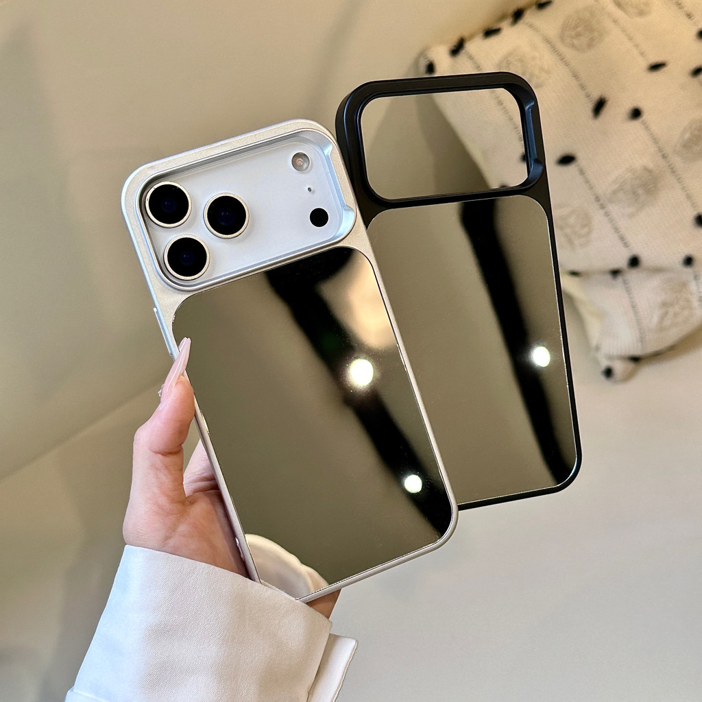 Ốp điện thoại bề mặt gương bạc đơn giản cho iPhone 17 Pro Max 17 16 15 14 13 ốp lưng iphone
