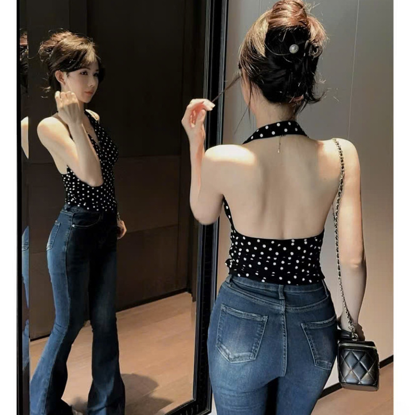 Áo Yếm Chấm Bi Hở Lưng Có Mút Dáng Bí đi biển đi chơi hot trend Xinh