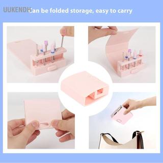 Uukendh Hộp đựng mũi khoan móng tay bằng silicon 22 lỗ Hộp đựng có thể gập lại dành cho kỹ thuật viên làm móng tay