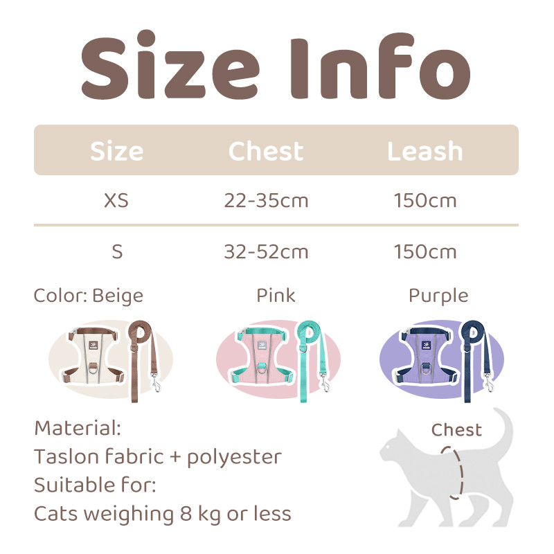 HamshMoc Kitten Dây Xích Bộ H Thiết Kế Phản Quang Không Thoát Có Thể Điều Chỉnh Áo Vest Cho Mèo Dưới 8kg