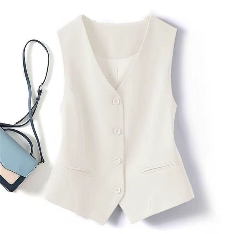 (8 Màu) Áo Vest Nữ Mùa Xuân Màu Đen Chắc Chắn Nữ Áo Blazer Chính Thức Không Tay