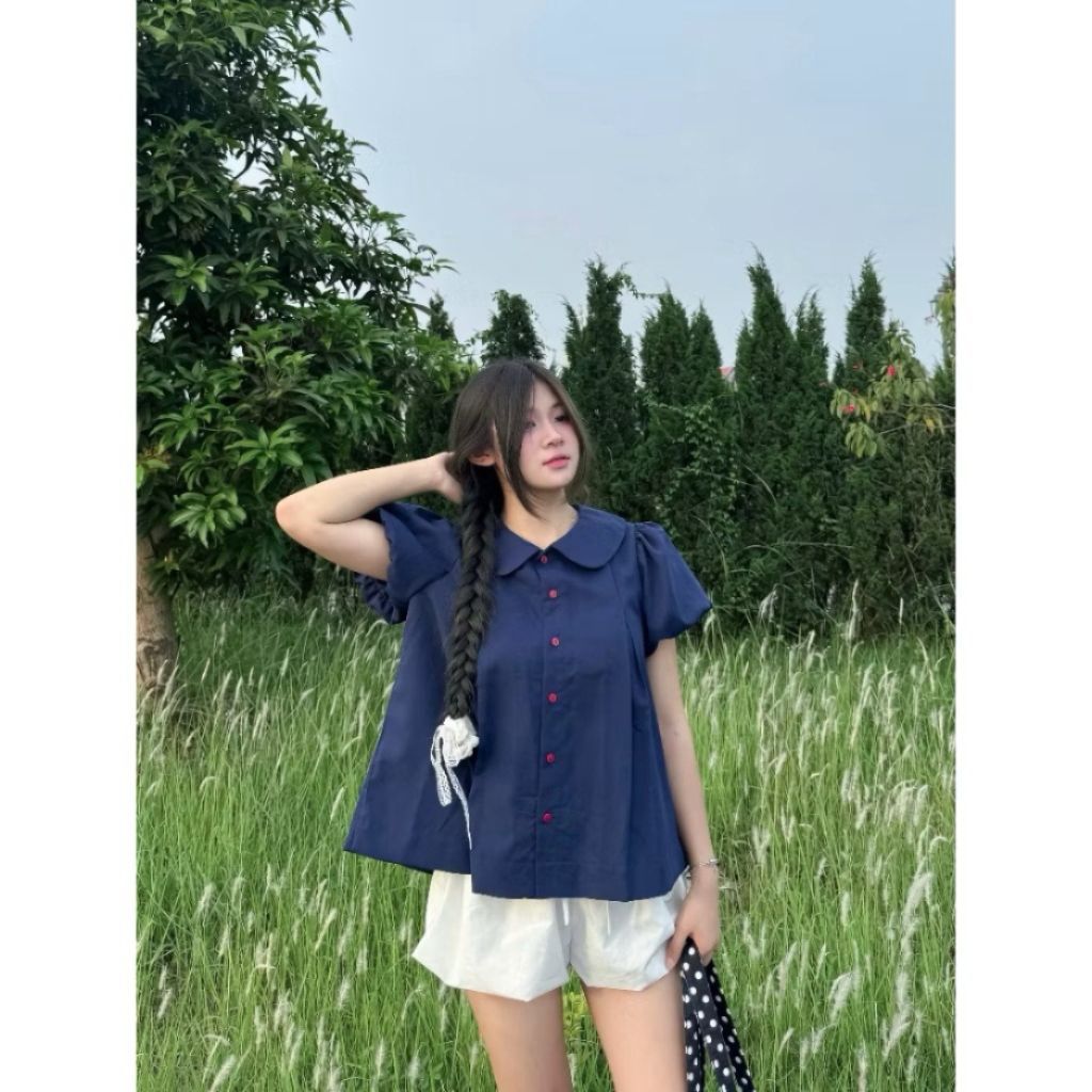 Áo sơ mi bèo quốc dân cổ sen tay bồng dáng babydoll siêu xinh SMZ565933 - Sam Botique